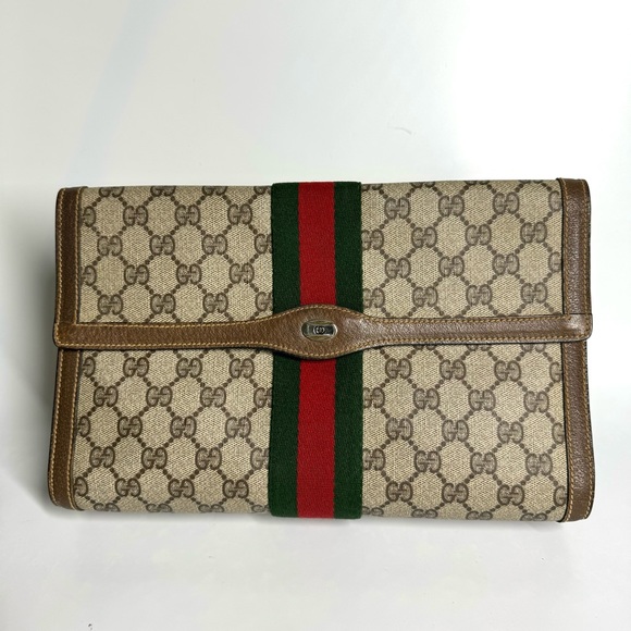 🔴SOLD🔴Gucci Large Ophidia Sherry Line Supreme GG Monogram Clutch - Picture 11 of 13